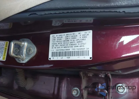 2010 Honda Accord Exl z USA, uszkodzony, nr VIN 1HGCP2F89AA108938